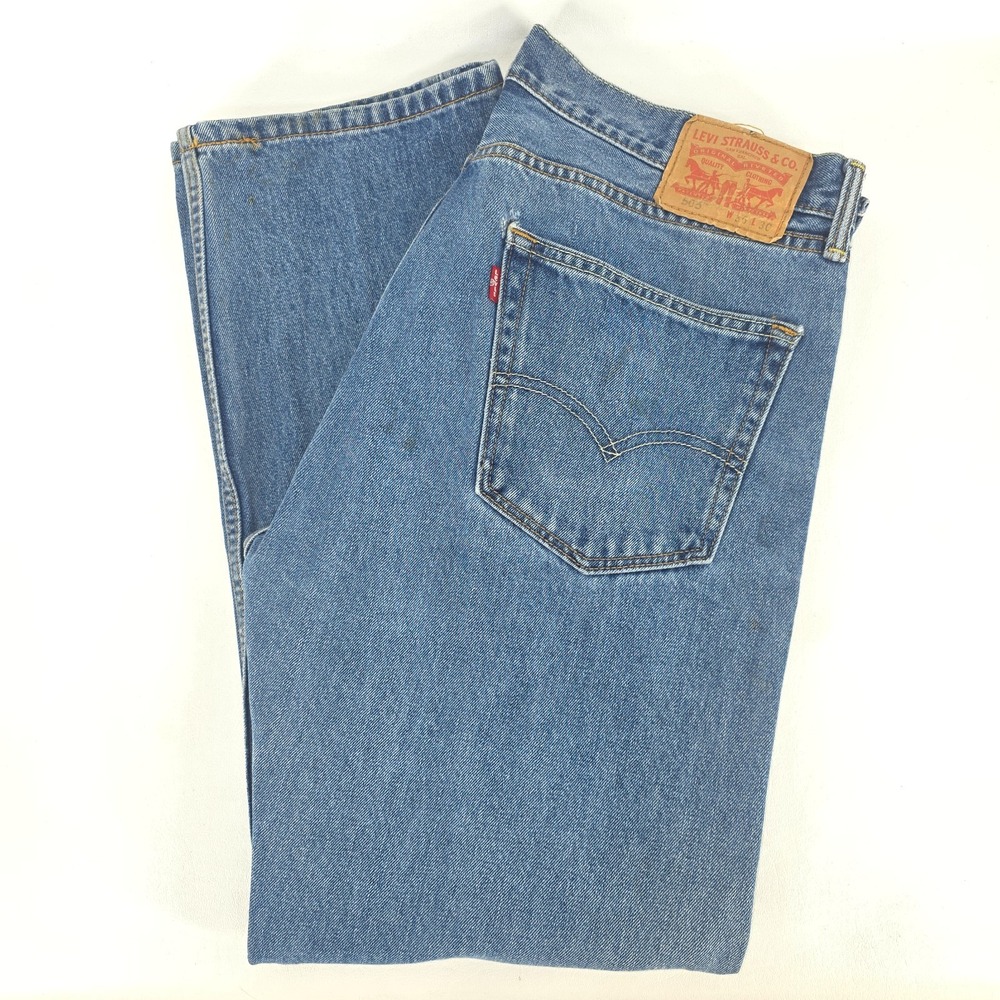 Levi's 505 Denim Jeans Mens 36x29 (36x30) Distressed Straight Fit Workwear Biker